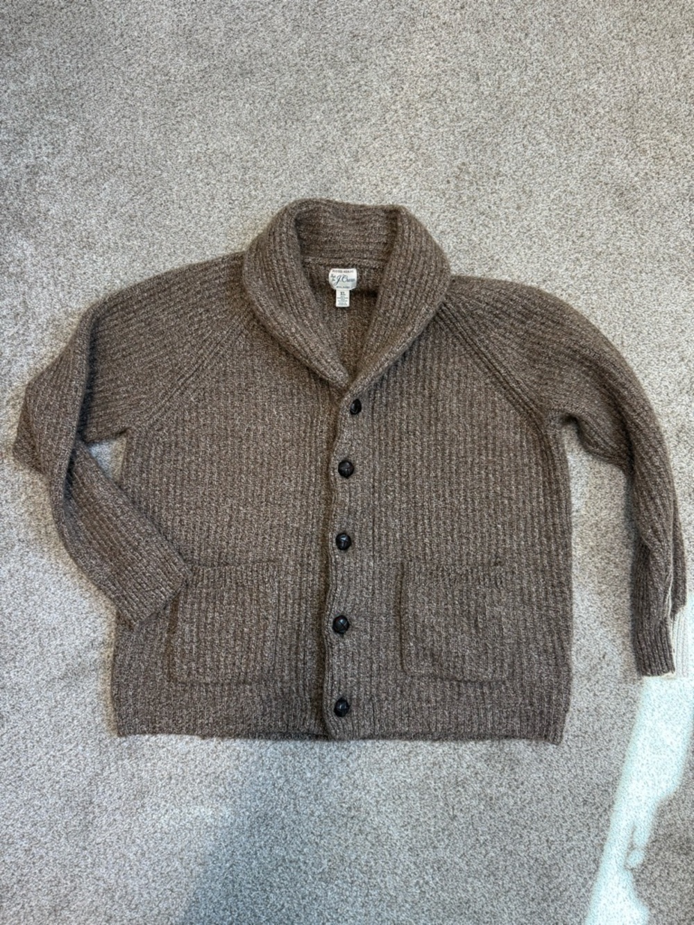 Jcrew Shawl Collar Brown Wool Blend Men's Cardigan